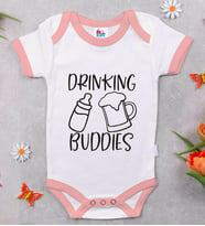 BK Kids Drinking Buddies Tasarımlı Pembe Bebek Body Zıbın-1