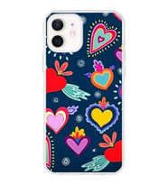 PrintiFy Apple  iPhone 12 ile Uyumlu 1mm Slim Fit Retro Renkler 3 Baskılı Şeffaf  Kılıf