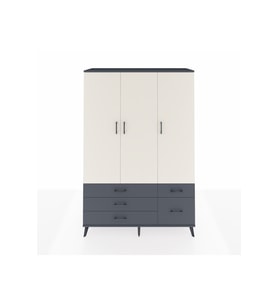 Hyperion Dolap 5 Raflı 5 Çekmeceli Tek Askılı 132x44x195 Antrasit-Aytaşı/Antrasit