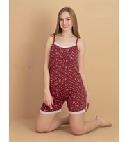 Pijamerry Kadın İp Askılı MİLAN Kumaş Likralı Şortlu Pijama Takımı 5968 - 1 Adet (Bordo)