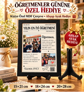 Öğretmenler Gününe Özel “Yılın En İyi Öğretmeni” Kişiye Özel MDF Çerçeve – Ahşap Ayak Hediyeli