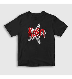 Presmono Unisex Çocuk Siyah Star Müzik Metal Korn T-Shirt 514002tt