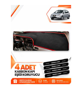 CHEVROLET REZZO (2000-2011) Uyumlu Ön Torpido Koruma Kılıfı Halısı - Siyah Kırmızı