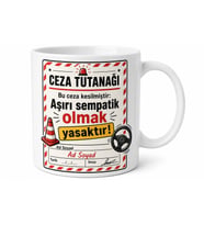 İsme Özel Trafik Cezası Temalı Komik Kupa Bardak Esprili Hediye