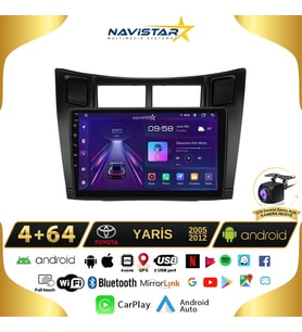 Toyota Yaris 2005-2012 Model 4GB + 64GB Android 13 Kablosuz Carplay Navigasyon Multimedya Sistemi