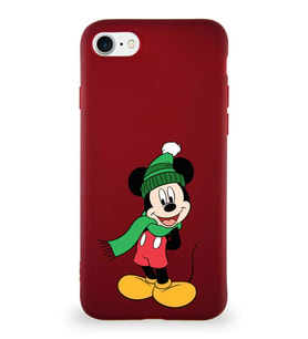 Apple iPhone 7 Soft Premier Kapak Mickey Mouse-G Tasarımlı Silikon Kılıf - Mürdüm (Şeffaf)