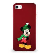 Apple iPhone 7 Soft Premier Kapak Mickey Mouse-G Tasarımlı Silikon Kılıf - Mürdüm (Şeffaf)