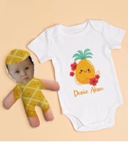 BK Kids Kişiye Özel Fotoğraflı Bebek Yastık ve Bebek Body Zıbın Hediye Seti - Model 50
