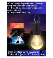 Premium 3 Modlu Suya Dayanıklı Kablosuz Askılı Kırılmaz Kamp Aydınlatma Şarjlı Taşınabilir LED Ampul