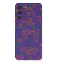Samsung Galaxy S21 FE Uyumlu Lansman Kılıf Hello Kitty Tasarımlı İçi Kadife Kapak-Mor (Şeffaf)