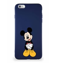 Apple iPhone 6 Plus Soft Premier Kapak Mickey Mouse-A Tasarımlı Silikon Kılıf - Lacivert (Şeffaf)