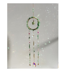 Aventurin Sun Catcher 2 - Güneş Tutucu, Güneş Yakalayıcı, Doğal Taşlı, El Yapımı (Yeşil)