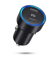 USB araç içi şarj cihazı siyah 12V-24V araç adaptörü mobil telefon tablet USB-C 2A 40W yüksek ikili Hızlı şarj M2 TEC