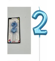 2 YAŞ PARLAK AÇIK MAVİ ŞIK MUM 12 CM