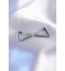 Gümüş Renk Zirkon Taşlı Üçgen Model Kadın Küpe - TJ-BKP7238