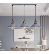 Dylight Retro Dekoratif 3 lü Gri Rustik Metal Sarkıt Avize 60 Cm