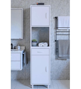 Eliusta Leno Tek Kapaklı 45 cm Düzenleyici Dolap Banyo/Mutfak Dolabı 45x173x32,5 cm Beyaz Dolap