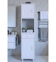 Eliusta Leno Tek Kapaklı 45 cm Düzenleyici Dolap Banyo/Mutfak Dolabı 45x173x32,5 cm Beyaz Dolap
