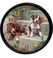 Sevimli Yavru Köpekler Tasarımlı Dekoratif Duvar Saati 28 Cm Sessiz Mekanizma