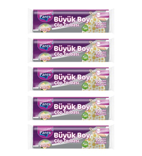 Premium 10'lu Büzgülü Çöp Torbası Limon Kokulu Büyük Boy 65 x 70 cm Beşli Paket