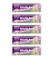 Premium 10'lu Büzgülü Çöp Torbası Limon Kokulu Büyük Boy 65 x 70 cm Beşli Paket