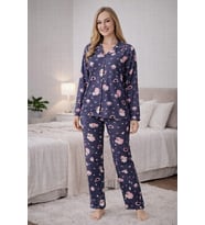 Kadın 0472 Süet Uzun Kol Pijama Takımı