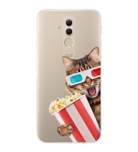 PrintiFy Huawei Mate 20 Lite ile Uyumlu Kedi 1 Kamera Korumalı Şeffaf Kılıf