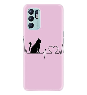Oppo Reno 6 Kılıf Resimli Desenli Baskılı Silikon Kılıf Pink Cat Heart 1303