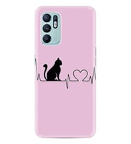 Oppo Reno 6 Kılıf Resimli Desenli Baskılı Silikon Kılıf Pink Cat Heart 1303