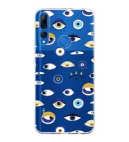 PrintiFy Huawei Y9 Prime 2019 ile Uyumlu 1mm Slim Fit Nazar Boncuğu 2 Baskılı Şeffaf  Kılıf