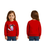 Unisex Kuromi Baskılı Çocuk Swaetshirt 3 İplik Şardonlu (Kırmızı)