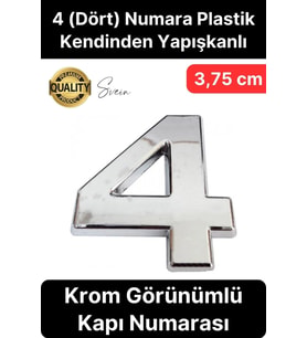 No 4 Kapı Numarası Kendinden Yapışkanlı Masa Dolap Plastik Ev Posta Kutusu Dış Mekan Daire 3,75 cm