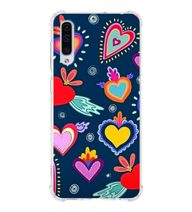 PrintiFy Samsung Galaxy A50s Uyumlu Retro Color 3 Baskılı Şeffaf Köşe Korumalı Antişok Kılıf