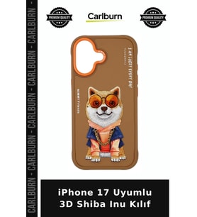 iPhone 17 Uyumlu 3D Shiba Inu Kılıf Renkli Koruma Zincir Detaylı Köpek Desenli
