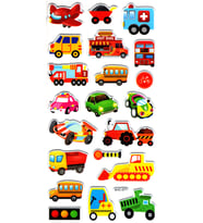 Sticker Kabartmalı Stiker Çıkartma Etiket (XHC071)-18x9 cm- Şirin Araba Uçak