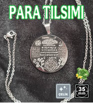 🙏Para Tılsımı Çelik Kolye 🎨 Gümüş Renk (06)