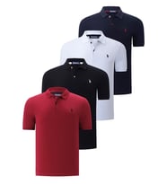 DÖRTLÜ SET T8561 DEWBERRY ERKEK T-SHIRT-SİYAH-BEYAZ-LACİVERT-BORDO