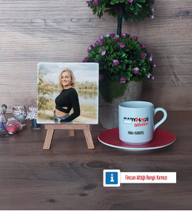 Radyoloji Teknikeri Fotoğraflı Dekoratif Taş, Ahşap Altlıklı Türk Kahvesi Fincanı Hediye (Model 3)