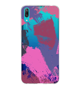 Huawei Y7 Pro 2019 Uyumlu Kapak Brush Stroke Tasarımlı Şeffaf Silikon Kılıf