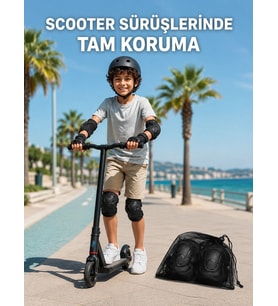 Mey İthalat® Çocuk Kaykay Paten Scooter Bisiklet Koruyucu Dizlik Seti 2 Adet Siyah