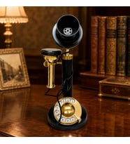 Vintage Dekoratif Telefon – Siyah Gold Antik Görünümlü Retro Masa Telefonu