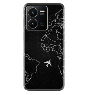 Vivo Y35 Kılıf Resimli Desenli Silikon Platinium Series Black Plane 1868