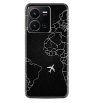 Vivo Y35 Kılıf Resimli Desenli Silikon Platinium Series Black Plane 1868