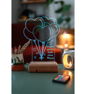 Doğum Günü Hediyesi Kalpli 3D Led Dekoratif Gece Lambası
