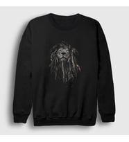Presmono Unisex Siyah Rasta V2 Lion Aslan Sweatshirt 305911tt
