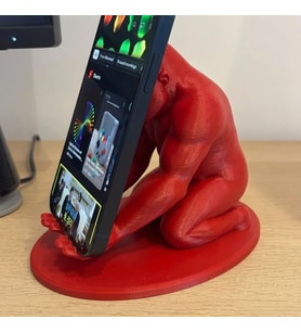 3D Baskı Goril Telefon Tutucu - Kaslı Goril Masaüstü Telefon Standı-Kırmızı