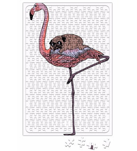 Flamingo Pug Köpek Puzzle 240 Parça Yapboz