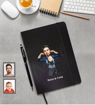 Kişiye Özel Babalar Günü Baba Erkek Bebek Karikatürlü Siyah Defter Kalem Hediye Seti Model-1