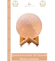 #LedIşık Dekoratif 3D Moonlight Standlı Pilli PLA Güvenli Çocuk Odası Modern Led Ay Gece Masa