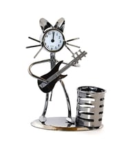 Gitar Tasarımlı Metal Saatli Kalemlik (Mavi)